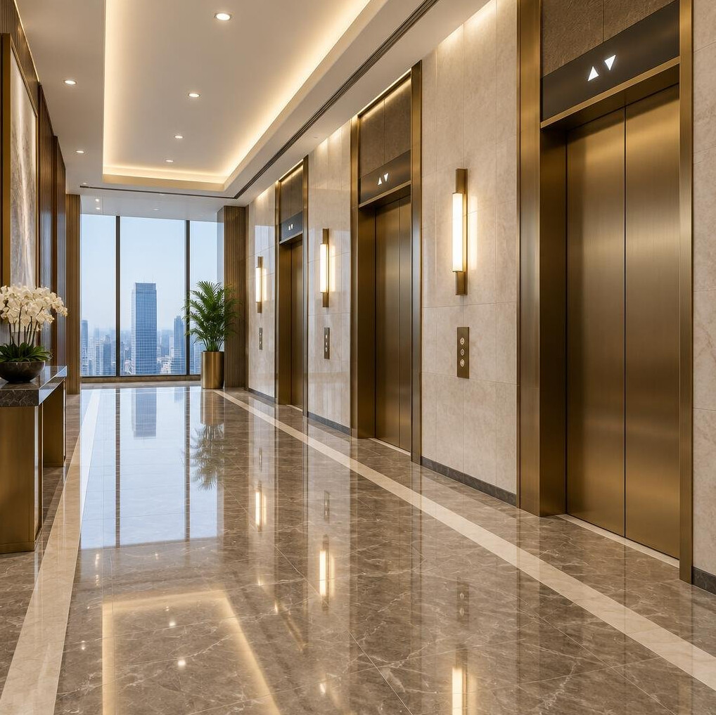 Elegant lift lobby of a corporate building