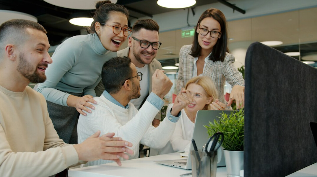 diverse team in shared office