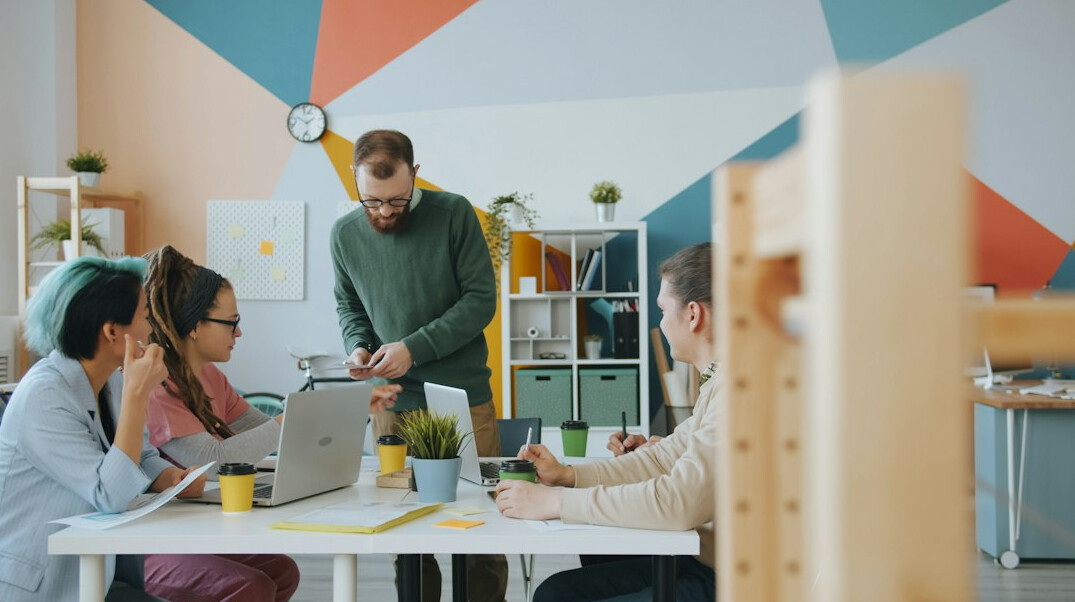 diverse team in modern office