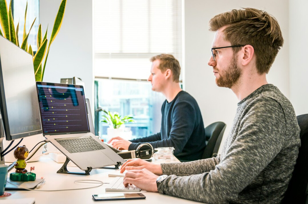 startup team in office