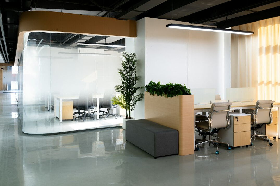 modern office space with flexible desks
