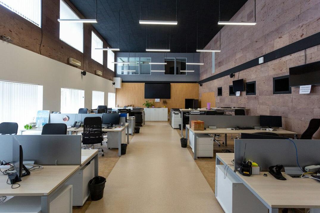 modern office space with flexible desks