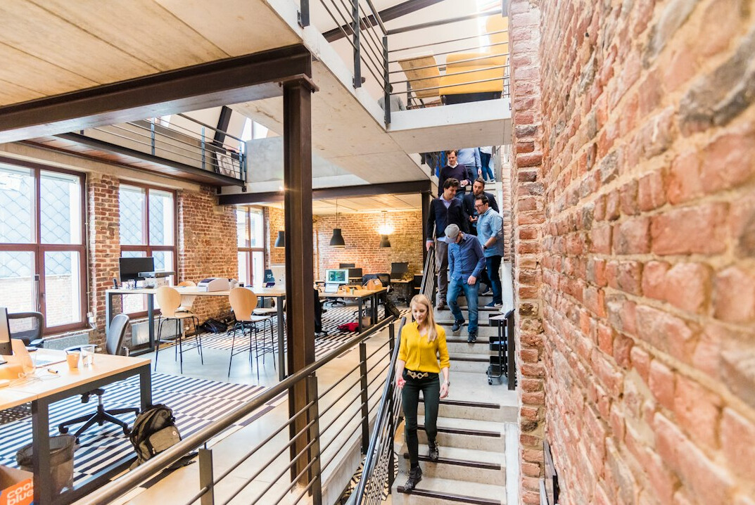 team collaborating in modern office